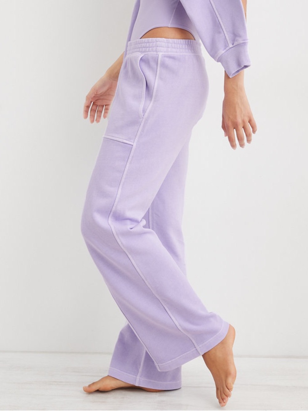 Aerie House Party Skater Pant Lavender Purple High Waisted Wide Leg Sweatpants M